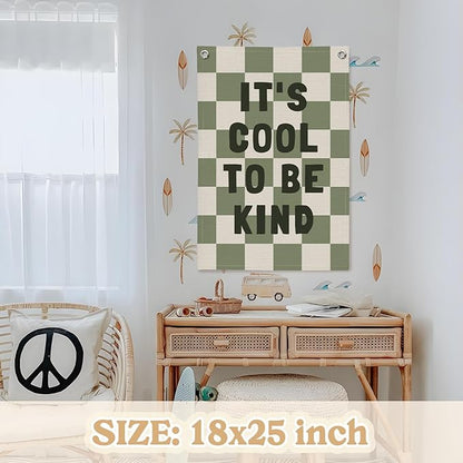 Kids Room Decor,Sage Green Classroom Wall Decor,It's Cool to Be Kind Banner,Baby Nursery Decor Wall Hanging Flag for Bedroom Playroom Classroom Kids Rroom 18x25 Inch