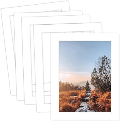 MBC Mat Board Center, 5 Pack 11X14 for 9X12 White Picture Mats Frame Mattes, Bevel Cut, Acid Free, 4-Ply Thickness