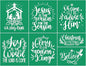 JAJADO Holy Night Silk Screen Transfers Christmas Bless Self Adhesive Silk Screen Stencils Joy Xmas Screen Print Stencil for Painting on Wood, T-Shirt, Mug, DIY Holiday Xmas Home Decor