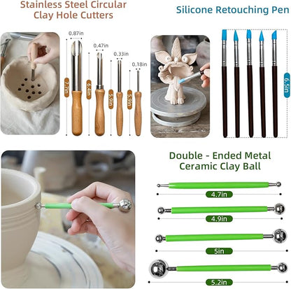 42 PCS Clay Tool, Clay Sculpting Tools Kit, Pottery Tools Can be Used for Stippling, Carving, Molding, and Shaping Clay Crafts, for Beginners, Hobbyists, Artists