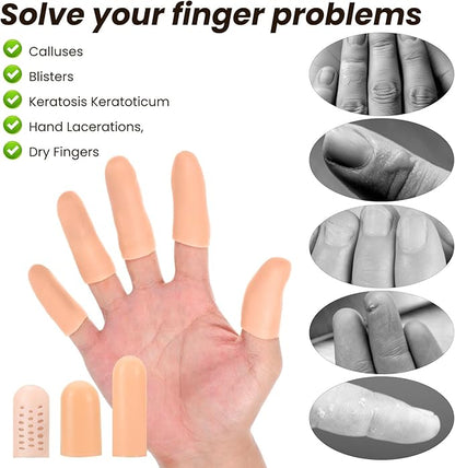 25 Pcs Gel Finger Cots 3 Style Silicone Finger Protectors Rubber Fingertips Protection Caps Cots Fingertip Bandages Band for Relief Cracked Fingers and Other Fingers Pain (Nude)