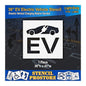 Pavement Stencils - 36 in - Electric Vehicle Silhouette with Plug and EV Letters - 35'' x 41'' x 1/16" (63 mil) - Light-Duty