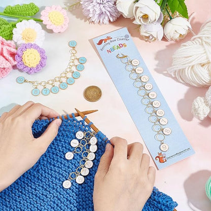 NBEADS 2 Pcs 0-9 Enamel Number Knitting Row Counter Chains, Alloy Stitch Markers Row Counting Accessories for Knitting Crochet Tracking Project Progress