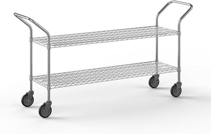18" W x 60" L x 36" H Chrome Heavy Duty Utility Cart | 2-Tier | NSF Commercial Storage Rack Mobile Unit | Storage and Mobility Solution for Your Business