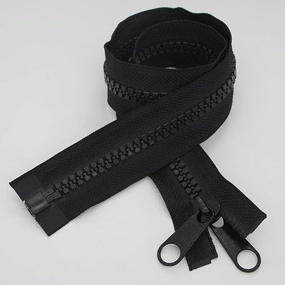 Leekayer 1PCS #10 72 Inch Heavy Duty Zippers for Sewing Separating Large Plastic Zippers Black Tape with Double Pull Tab Slider, Sleeping Bag, Boat, Canvas, Cover, Trampoline, Dog Bed,Tent (72" 1pcs)