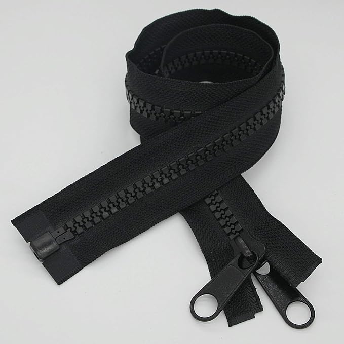 Leekayer 2PCS #10 30 Inch Heavy Duty Zippers for Sewing Separating Large Plastic Zippers Black Tape with Double Pull Tab Slider, Sleeping Bag, Boat, Canvas, Cover, Trampoline, Dog Bed,Tent (30" 2pcs)