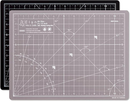 Elan Cutting Mat A4 Black & Taupe, Self Healing Cutting Mat 9x12 Inch, 5-Ply Craft Board Black, Hobby Board for Crafts 9x12 Inch