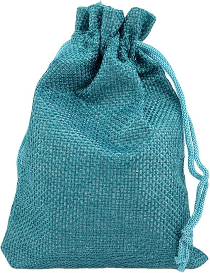 Palmhomee Pack of 25 Burlap Gift Bags with Drawstring Linen Jewelry Pouches Wedding Hessian Jute Bags for Birthday and Treat Pouches Party Wedding Favors Gift (4x5.6 Inch, Peacock Blue)