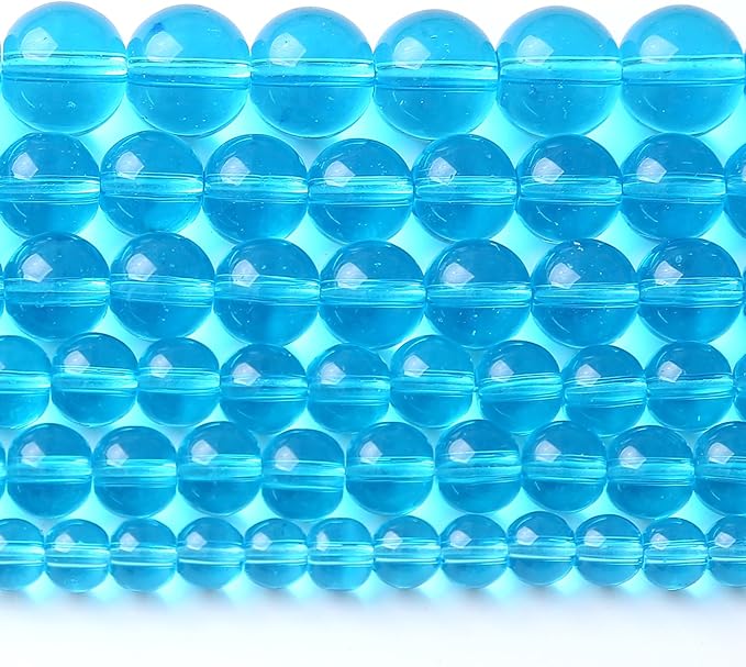 4MM Lake Blue Glass Beads Natural Gemstone Round Loose Stone Beads for Jewelry and Bracelets Making 180pcs 2 Strands 32"