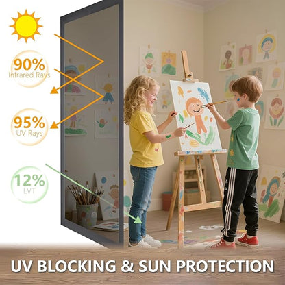 LEMON CLOUD One Way Window Privacy Film See Out Not in Reflective Mirror UV Window Cling Sun Blocking Heat Control Glare Control with Tools,29.5 Inch x 78.7 Inch
