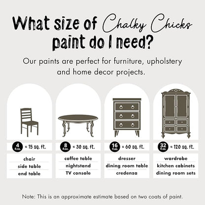 Chalky Chicks All-in-One Chalk Paint for Furniture or Cabinet - 16 Fl Oz - Matte Finish Beachwood (Brown/Gray) for Metal, Wood Furniture Paint - No Sanding All-in-One for Home Decor & Crafts, USA Made