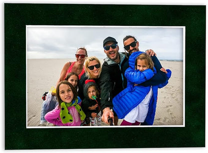 8x10 Mat Bevel Cut for 5.5x8.5 Photos - Acid Free Green Suede Precut Matboard - For Pictures, Photos, Framing - 4-ply Thickness