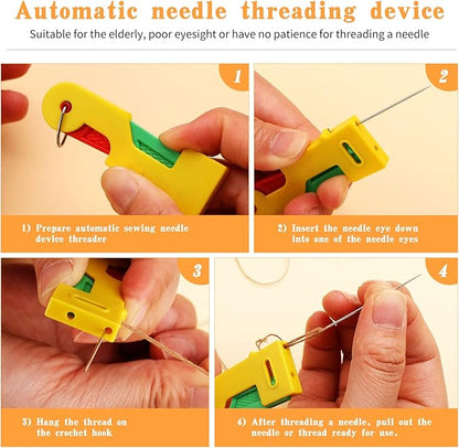 Fedmut 42 Pieces Needle Threaders Kit,Drawstring Threader Set,Threader Hand Machine Sewing for Sewing Crafting,Quilting, DIY Art,Universal Sewing Threaders Tool for Embroidery Needlework