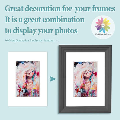 MBC Mat Board Center, 5 Pack 5x7 for 3.5x5 White Picture Mats Frame Mattes, Bevel Cut, Acid Free, 4-ply Thickness