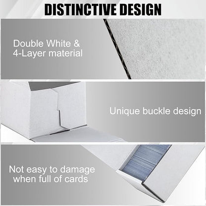 Trading Card Storage Box, 15-Pack 1100 Count White Corrugated Cardboard Bulk Sports Storage Box for TCG/Magic/Mtg Basketball Cards, Collectible Trading Cards