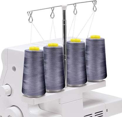 Tortoise 4 Cones of 3000 Yards Each Spool Thread for All Purpose, Quilting, Serger, Overlock Sewing Machines - 100% Polyester - Mid-Grey