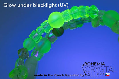 0.88oz (25g) Glow-Under-Blacklight Crystal Glass Bead Mix, Different Size & Color Uranium Czech Vintage Glass Bead Mix