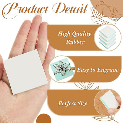 Frienda 24 Pcs 2" X 2" Rubber Carving Blocks Linoleum Blocks for Printmaking, Stamp Making, DIY Crafting, Scrapbook, Painting, Soft and Easy to Carve (White Green)