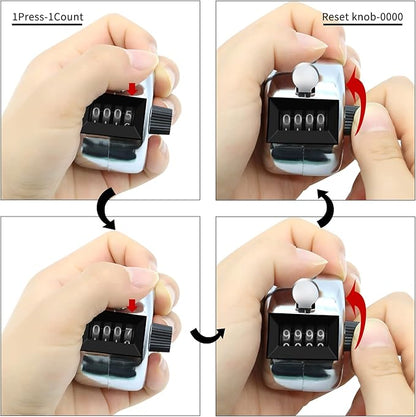 12 Pcs Hand Tally Counter 4-Digit Lap Counter Clicker, Manual Mechanical Handheld Pitch Click Counter with Finger Ring for School Golf & Knitting Row Croche