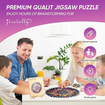 Puzzles for Adults Diamond Mandala Wooden Puzzles, 200 Pieces Unique Shaped Liberty Jigsaw Puzzles, Creative Toys for Adults and Kids, Fun Challenge Family Game 11.2'' x 11.2''