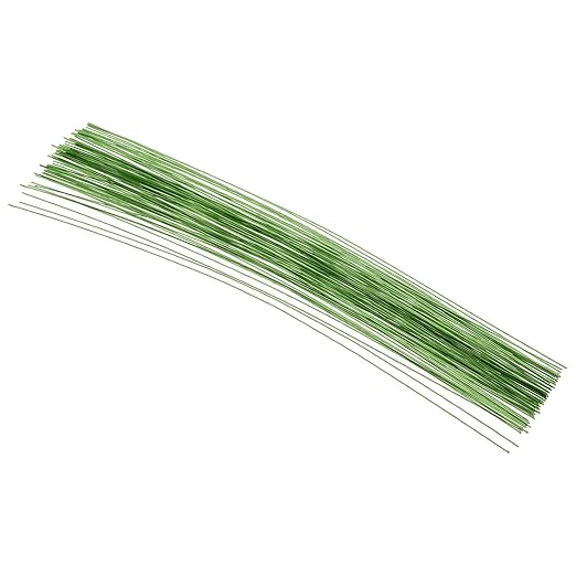PATIKIL 22 Gauge 16" Floral Stem Wire, 100 Pcs Paper Wrapped Iron Artificial Flower Stem Accessories for DIY Bouquet Stem and Craft Decoration, Light Green