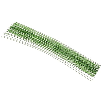 PATIKIL 22 Gauge 16" Floral Stem Wire, 100 Pcs Paper Wrapped Iron Artificial Flower Stem Accessories for DIY Bouquet Stem and Craft Decoration, Light Green