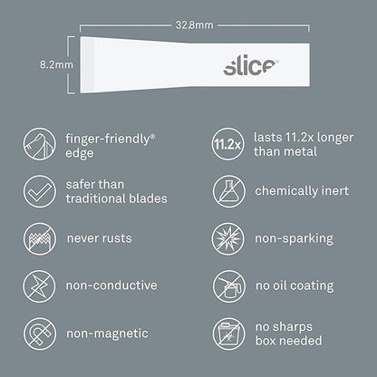 Slice 10534-CS Chisel Blades, Ceramic Blade Lasts 11x Longer Than Metal, Finger Friendly Edge, 24 Blades, White