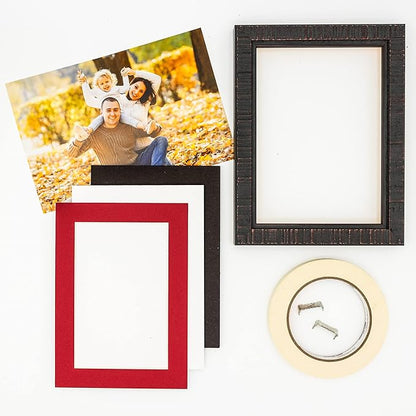 Pack of Ten Acid Free 8x10 Mats Bevel Cut for 5.5x8.5 Photos - Deep Red Precut Matboards With Backing Boards and Self Seal Photo Mat Bags For Pictures, Photos, Framing - 4-ply Thickness