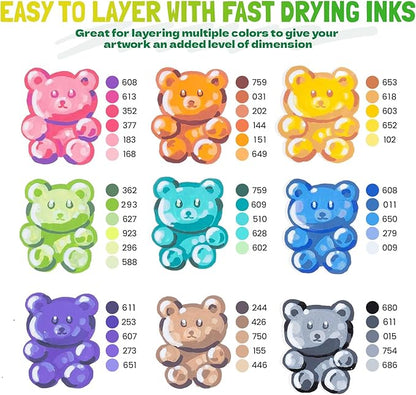 LET'S RESIN PAINT Acrylic Paint Markers Brush Tip 72 Colors,Automatic Ink Control Acrylic Paint Pens,No Bleed & Good Coverage Acrylic Markers for Coloring Books,Rock Painting,Canvas,Ceramic,Wood