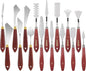 Honoson 16 Pieces Painting Knife Set Stainless Steel Palette Knife Set Draw Mixing Scraper Pallet Spatula with Wooden Handle for Oil Painting Accessories Acrylic Color Mixing Supplies (Red)