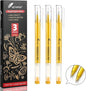 Gold Gel Pens, 1.0 mm Extra Fine Point Gel Ink Pens, Opaque Gold Archival Ink Pens for Black Paper Drawing, Sketching, Card Making, White Gel Pen for Artists Drawing, 3 Pack