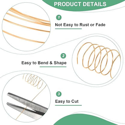 0.5 mm/24 Gauge Copper Wire for Jewelry Making, 20.3FT Copper Beading Craft Wire for Jewelry/Weaving/DIY Crafting/Planting, Color-Retaining [6.2M, Copper Tone]