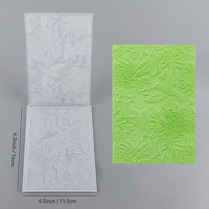 BAOFALI 3D Hummingbird and Flowers Embossing Folders for Card Making,Plastic Texture Fades Embossing Template Paper Card Embossing Stencil for DIY Scrapbooking Photo Album Card Paper Craft Decoration