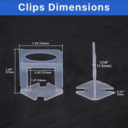 Tile Leveling System Clips Spacers Tile Leveler Clips DIY Tile Leveler Spacers 4200 Pcs 1/16" (1.5mm) for Professional Ceramic Tile and Stone Installation (4200 1/16")