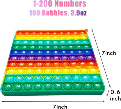 Double Side 1 100 200 Pop it, Chart, Numbers, Row Counter Knitting Crochet, Stitch Counters Crocheting Square Popper Fidget Sensory Toy, Educational Tool, Great Gift for Birthdays, Christmas