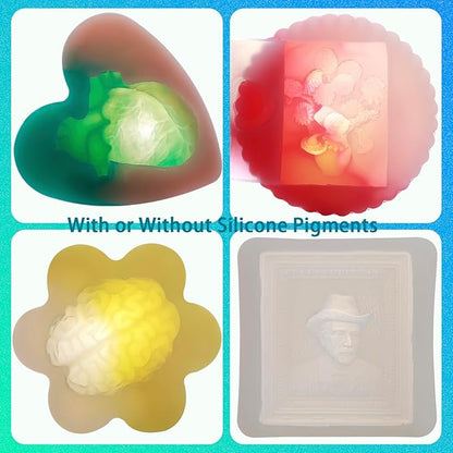 BBDINO Silicone Mold Making Kit, 15A Fast Cure Silicone for Mold Making Clear 1100g(38.8 Oz), 1A:1B Ideal for Resin/Soap/Candle/Silicon Molds Casting
