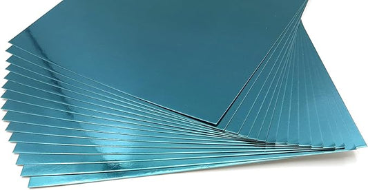 TGXRZX Metallic Lake blue Cardstock Paper,Size 8 "x 11" (250gsm), 15PCS, Mirror Finish Gold Foil Board for Crafting, Invitations, and Decorations,Die Cut and Plotter,Card Making (Lake blue)
