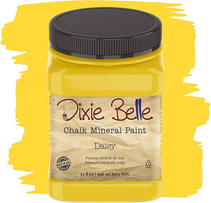 Dixie Belle Paint Company Chalk Finish Furniture Paint - Daisy (32oz) - Matte Vibrant Yellow Chic Chalk Mineral DIY Furniture Paint
