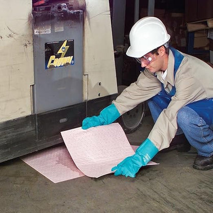 PIG Hazmat Chemical Absorbent Mat Pads - 200 Pads per Bag - 15" W x 20" L - Absorbs up to 14 oz. per Pad - MAT302