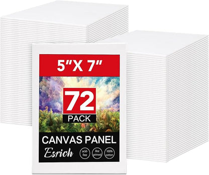 ESRICH Small Canvases for Painting, 5x7 Canvas for Painting 72 Pack, Mini Canvas Primed Acid-Free Blank Painting Canvas Panels for Oil, Watercolor, Acrylic Paint.