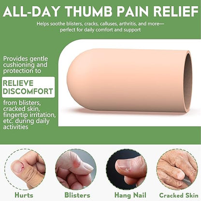 Gel Finger Cots for Thumbs, 10 Pcs Silicone Finger Caps, Rubber Finger Protector Covers for Trigger, Arthritis, Cracking, Peeling, Hangnail, Callus and Pain Relief, (Nude, Medium)