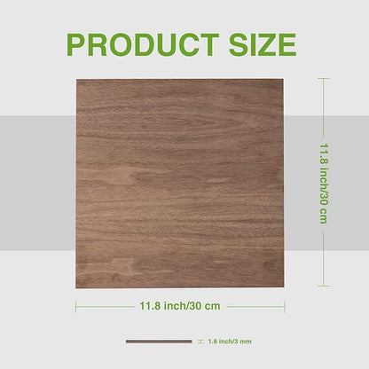 ROBOTIME 6-Pack Laser Wood Sheets 1/8" - 12 x 12 x 1/8 Inch - Basswood 2Pcs & Walnut 2Pcs & Birch 2Pcs - 3mm Plywood Sheets for Laser Cutting, Engraving & Wood Burning (Pyrography)