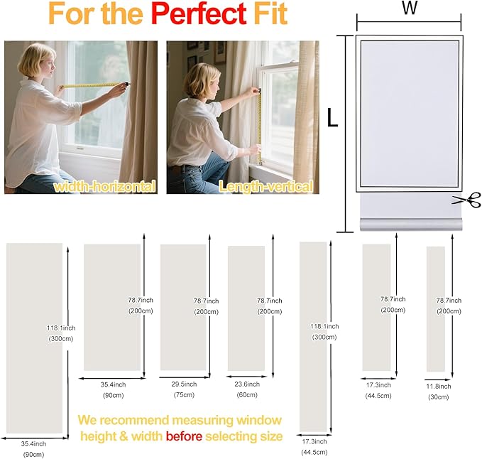 Window Privacy Film Decorative for Front Door, Bathroom Static Cling Stained Glass Sticker Opaque Heat Control UV Blocking Non-Adhesive for Home Windows 35.4 X 118.1 inches