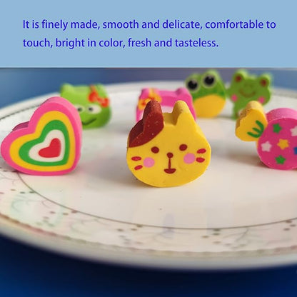 35PCS Fun Animal Fruit Pencil Topper Erasers for Kids Bulk,Cute Top Erasers Caps for Pencil,Back to School Party Gifts (Pattern Random)
