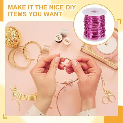 uxcell 12 Gauge / 2mm Anodized Aluminum Wire for Jewelry Craft Making, 102 Feet Bendable Flexible Wire for DIY Home Decor Gardening Sculpture, Rose Red