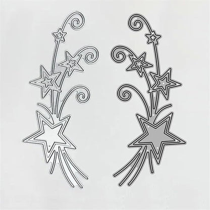 Metal Cutting Dies DIY Embossing Stencil Template Scrapbooking Card Making Mold Photo Album Arts Crafts Tools (Star Ribbon-5.6x12.7cm)
