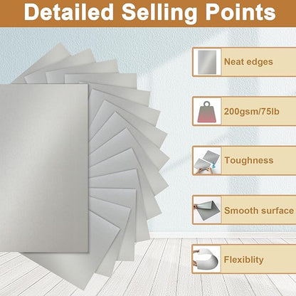 40 Sheets Silver Shimmer Cardstock 8.5 x 11 Metallic Paper, 75lb Thick Card Stock Cutting Paper for Greeting Cards, Card Making, Business Cards, Invitations, Scrapbooking