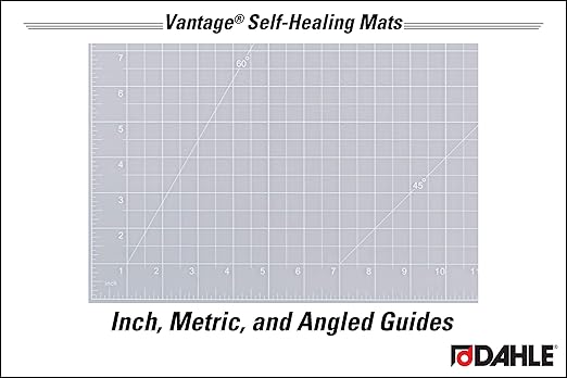Dahle Vantage 10680 See-Through Premium Self-Healing Cutting Mat, 9"x12", 1/2" Grid, 5 Layers for Max Healing, Perfect for Crafts & Sewing, Clear