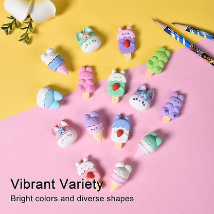 HILAZA 16 Pcs Ice Cream Erasers for Kids, Cute Animal Erasers for Girls, Cool Fun Puzzle Food Erasers for Ice Cream Themed Party Favors