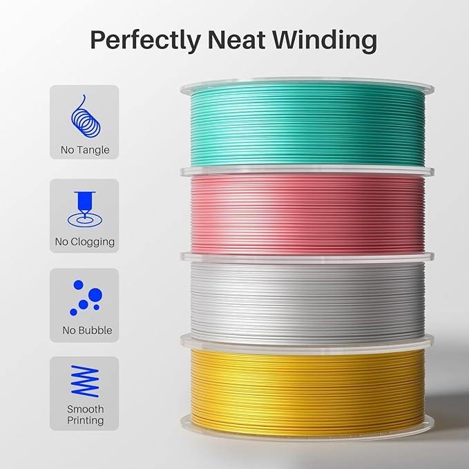 ELEGOO Silk PLA Filament Triple Colors Blue Green Orange, Shiny Tri-Color 3D Printer Filament 1.75mm Dimensional Accuracy +/- 0.05mm, 1kg Spool(2.2lbs) Fits for Most FDM 3D Printers